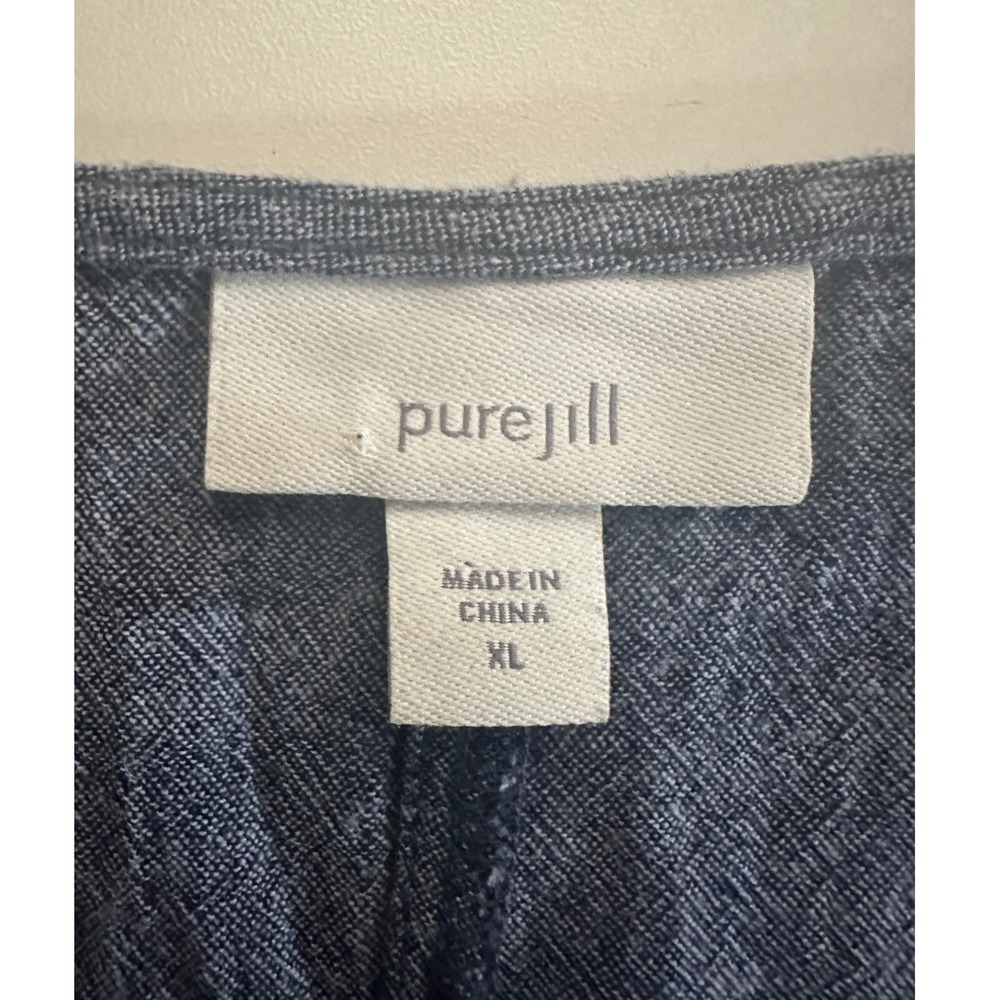 Pure Jill J. JILL Linen Blend Tank Dress Sz XL Midi‎ Blue Lagenlook Minimalist - Picture 3 of 13